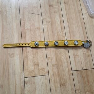 Leather yellow dog collar